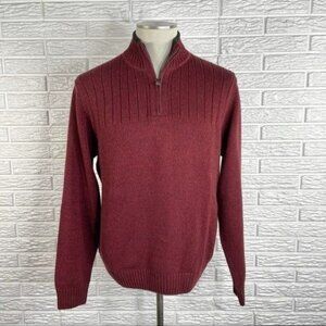 NorthCrest Classic Mens Burgundy Knit Mock Turtleneck Sweater Size Medium
